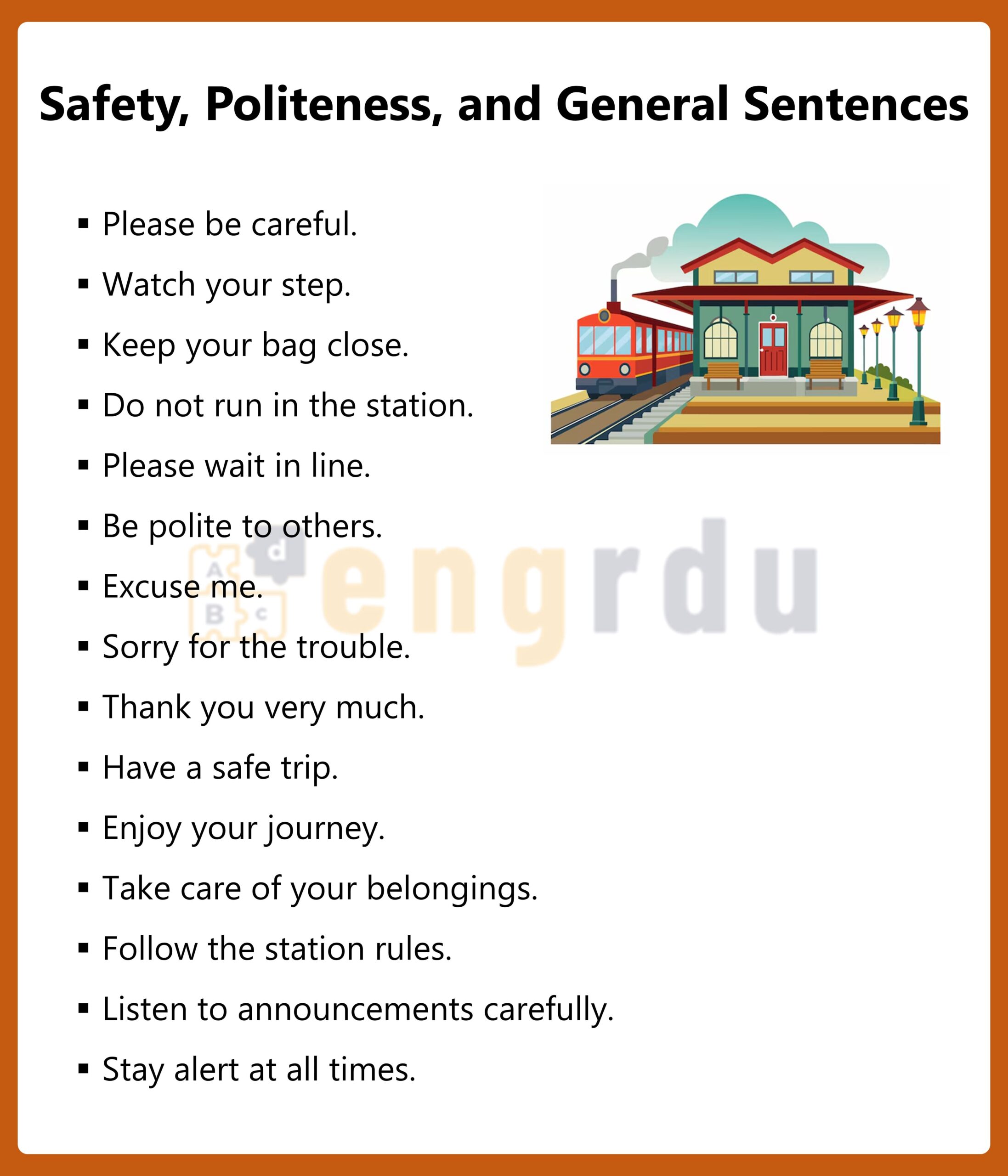 Safety, Politeness, and General Sentences in a Train Station