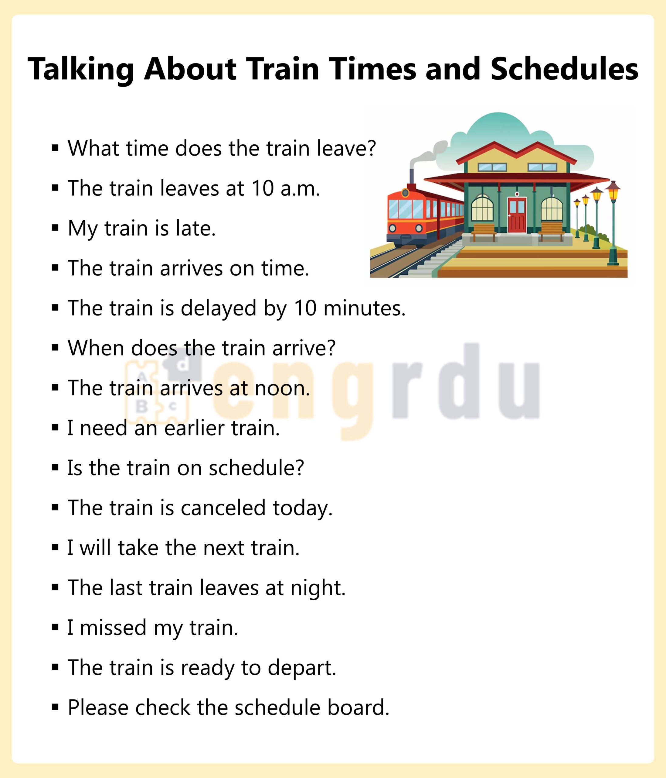Talking About Train Times and Schedules