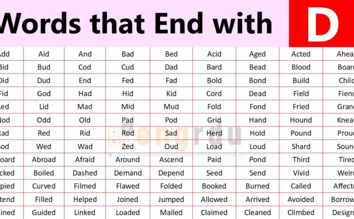 All D Ending Words List