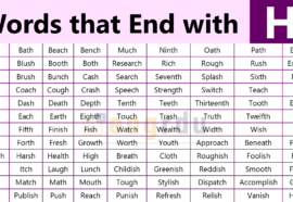 All H Ending Words