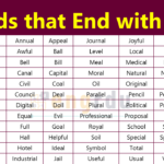 All Words Ending with L