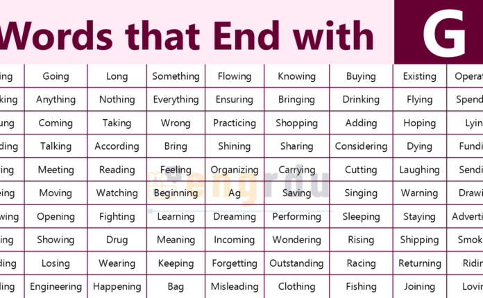 G Ending Words List