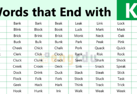 List of All Words that End with K with Meanings and Examples