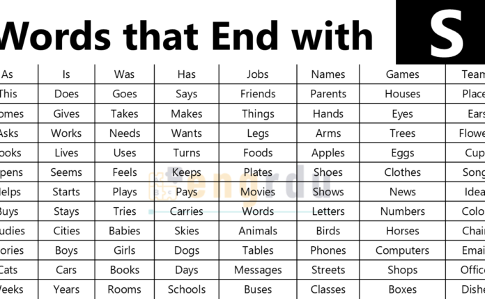 List of All Words that in S