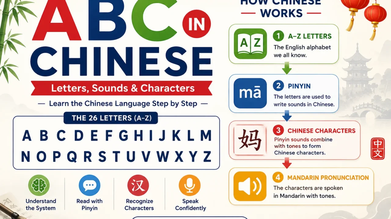 Alphabets in Chinese Language with Pronunciation and Examples