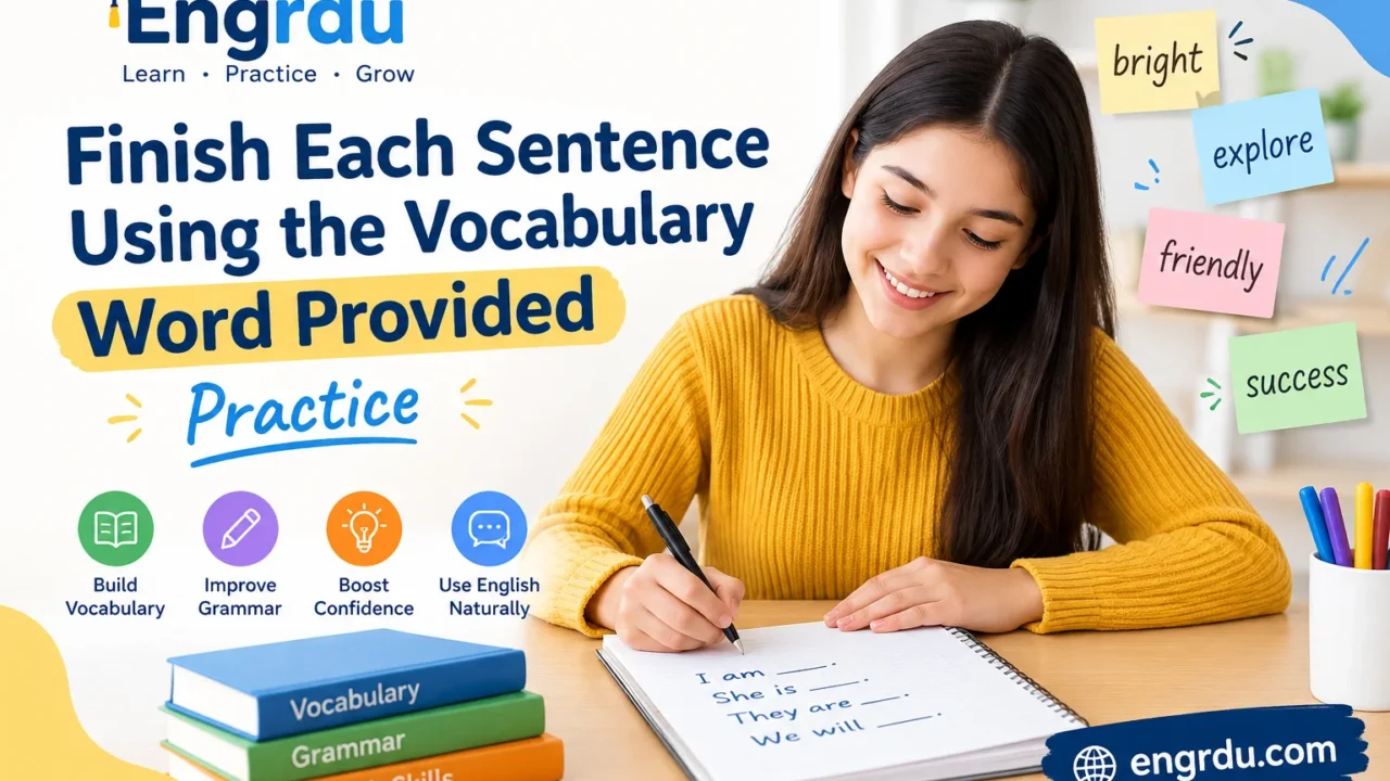 Finish Each Sentence Using the Vocabulary Word Provided